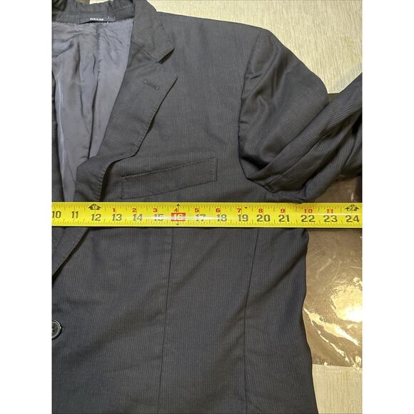 Ermenegildo Zegna 44R Blazer Sport Coat Black Pinstripe Wool Men 2 Button Italy - Picture 8 of 16
